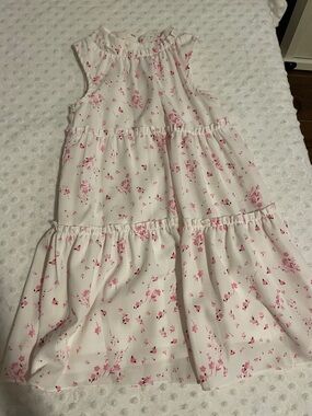 GB girls White Dress with Pink Floral Print
